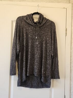 Calvin Klein Women's Marled Charcoal Cowl Neck Sweater XL EUC